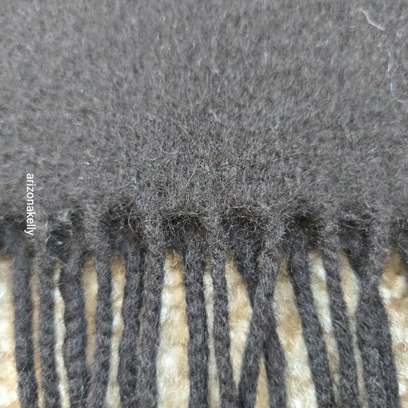 Black Cashmere Scarf With Fringe - Picture 4 of 11